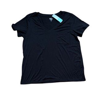 Market & Spruce  (Stitch Fix) Short Sleeve, Soft V-Neck Shirt-Black-L-NWT